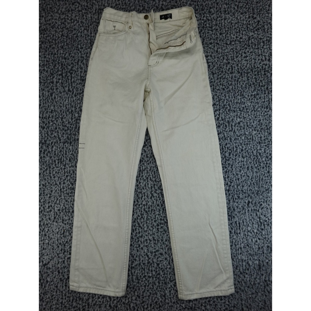 Thrills Straight Leg Jeans Womens 4 Bone‎ Cream High Rise Cotton